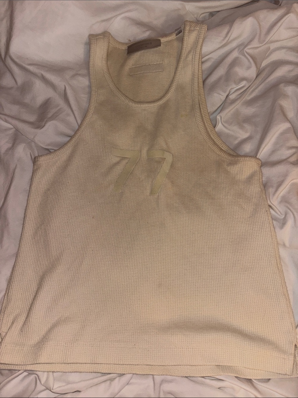 Fear of God Beige Waffle Tank Top with '77 Detail